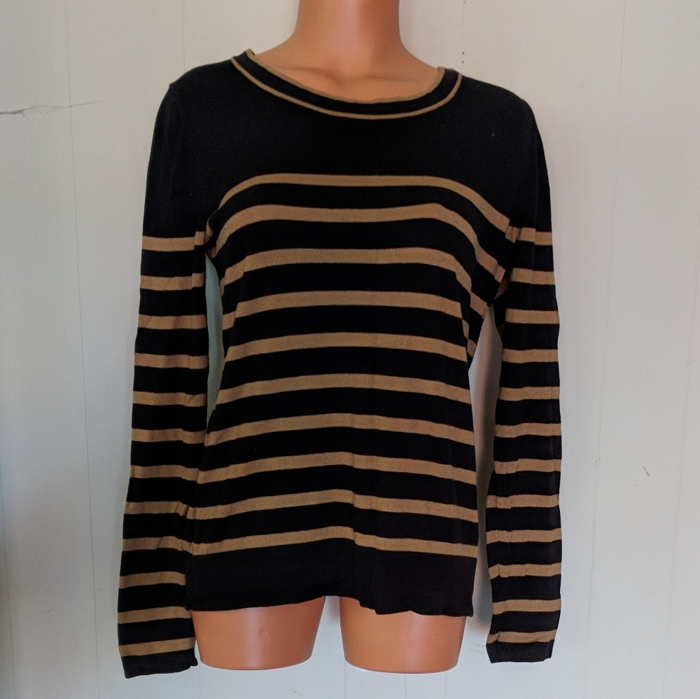 Jones New York black & gold striped sweater M